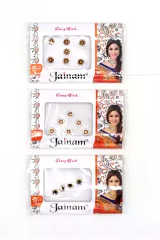 Beautiful Multi color Stone Round Shape Forehead Fancy Bindi For Girls Women(Pack of 3)