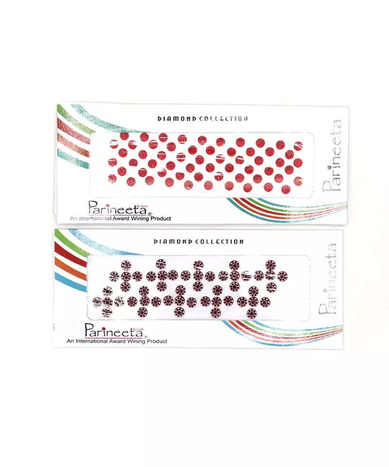 Maroon Round Glittered Forehead Bindis for Women(Pack Of 2)