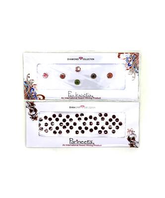 Multicolour Round Stone & Velvet Sticker Bindi Tikka kumkum for Women (pack Of 2) 1