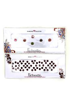 Multicolour Round Stone & Velvet Sticker Bindi Tikka kumkum for Women (pack Of 2)