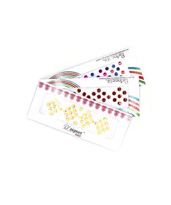 Multicolor Stone And Velvet Sticker Bindi Tikka Kumkum for Women (Pack of 3) 2
