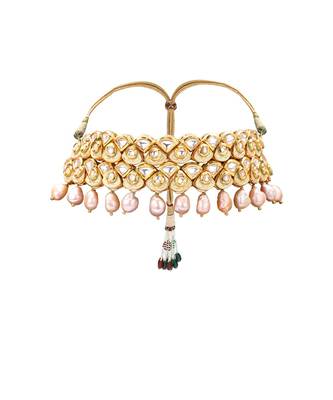 Traditional Earring & Necklace Set With Kundan & Pearls 3