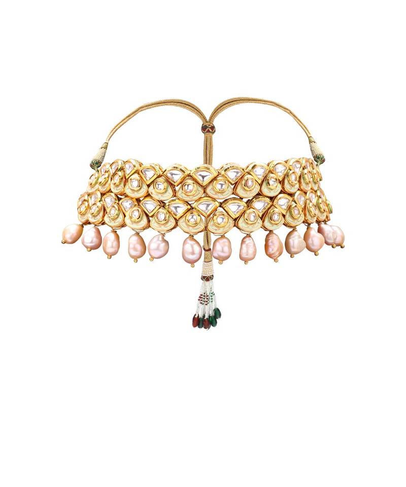 Traditional Earring & Necklace Set With Kundan & Pearls