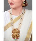 Elegant Earring & Necklace Set With Gold Toned Pendant & Semi Precious Stones Beads For A Touch Of Class