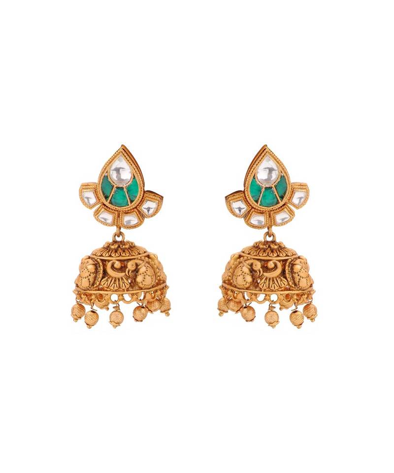 Elegant Earring & Necklace Set With Gold Toned Pendant & Semi Precious Stones Beads For A Touch Of Class