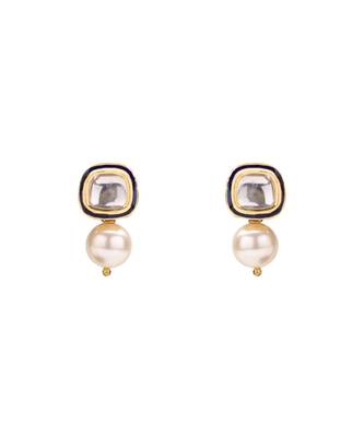 Contemporary Earring & Necklace Set With Kundan Pendant & White Pearls 4