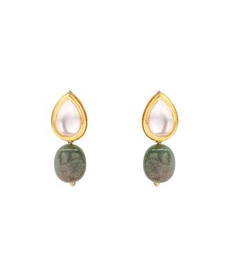 Classic Pearl Necklace Set With Enammeled Motifs & Green Beads 4