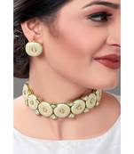 Traditioal Necklace Set With White Enamelling & Kundan