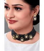 Gracelful Necklace Set With Blue Agate Beads & Kundan