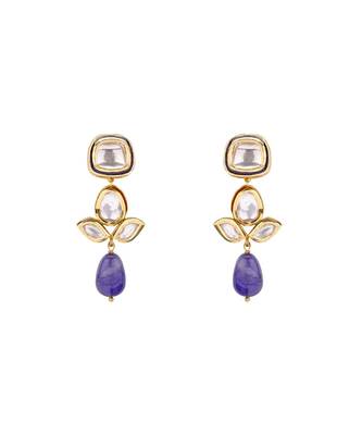 Sparkle Earring & Necklace Set Layered With Shel Pearl & Blue Agates 4
