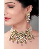Wedding Kundan Choker & Earing Set With Amethyst Drops & Semi Precious Beads