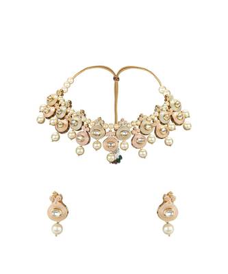 Traditional Earring & Necklace Set With Kundan, Enemaling &  Pearls 3