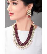 Handcrafted Wedding Necklace Set With Red Agate Beads & Kundan