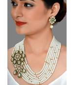 Glorious Earring & Necklace Set With Layered Pearls & Kundan Broach