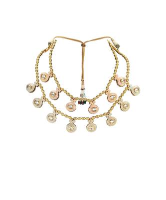 Festive Gold Polish Beaded  Necklace Set With Kundan 2