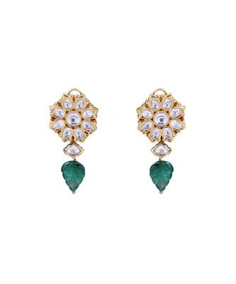 Extravagant Bridal Earring & Choker Set With Kundan & Red & Green Semi Precious Stones 4