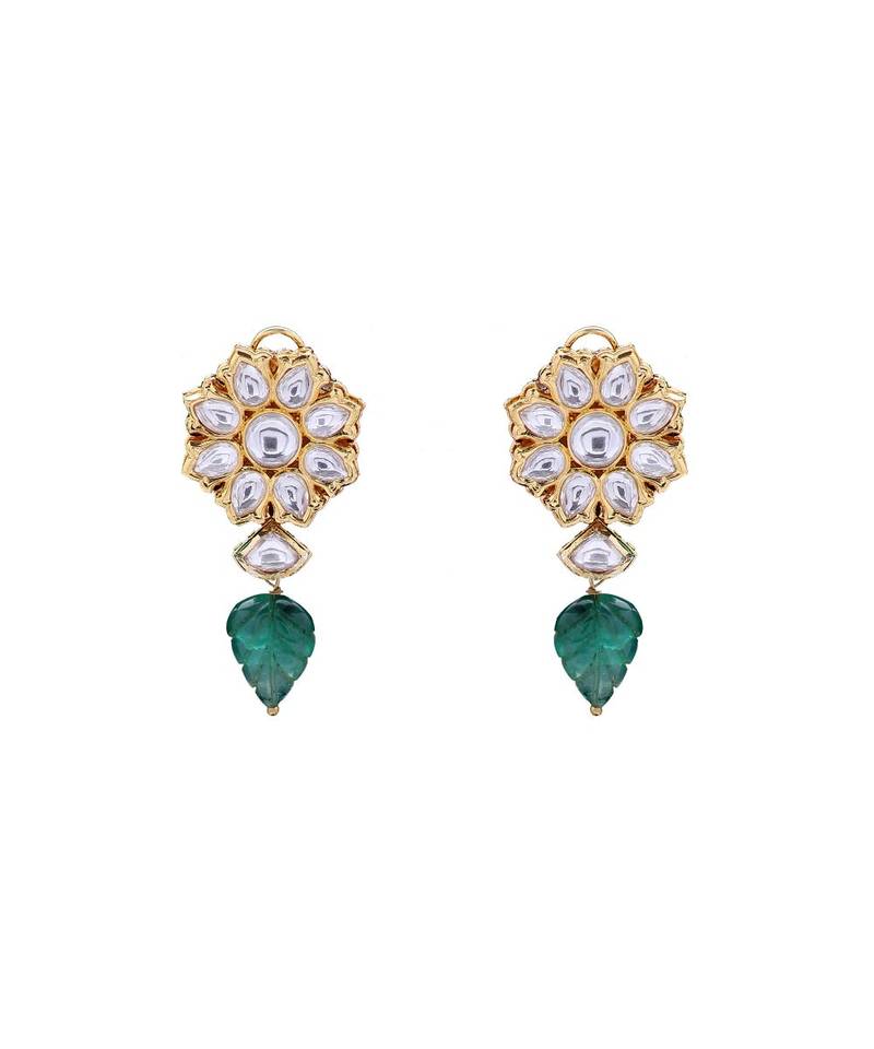 Extravagant Bridal Earring & Choker Set With Kundan & Red & Green Semi Precious Stones