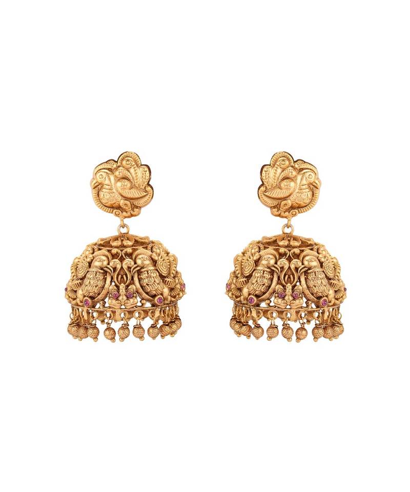 Traditional Antique Gold Polish Temple Earring