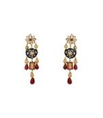 Statement Earring With Black Enemalling & Red Beads