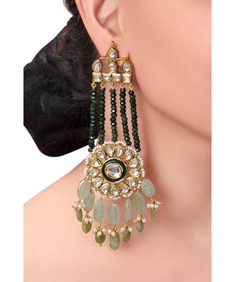 Sparkling Green Earrings in Jade and Green beads 1