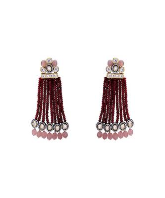 Dreamy Red Earrings with Pink Onyx beads 2