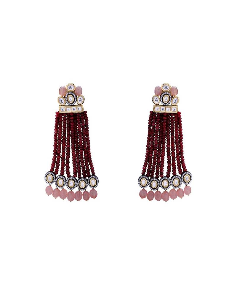 Dreamy Red Earrings with Pink Onyx beads