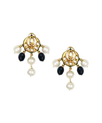 Regal Raga Enamelled Blue Kundan And  Pearls Necklace And Earrings Set 5