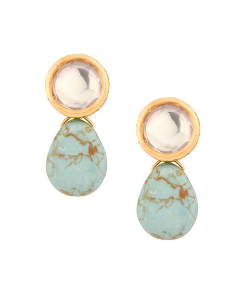 Turquoise Titan Blue Enamelled Kundan Necklace And Earrings Set.