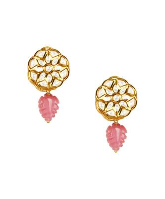 Femme Fantasy Pink And Green Kundan Necklace And Earrings Set. 5