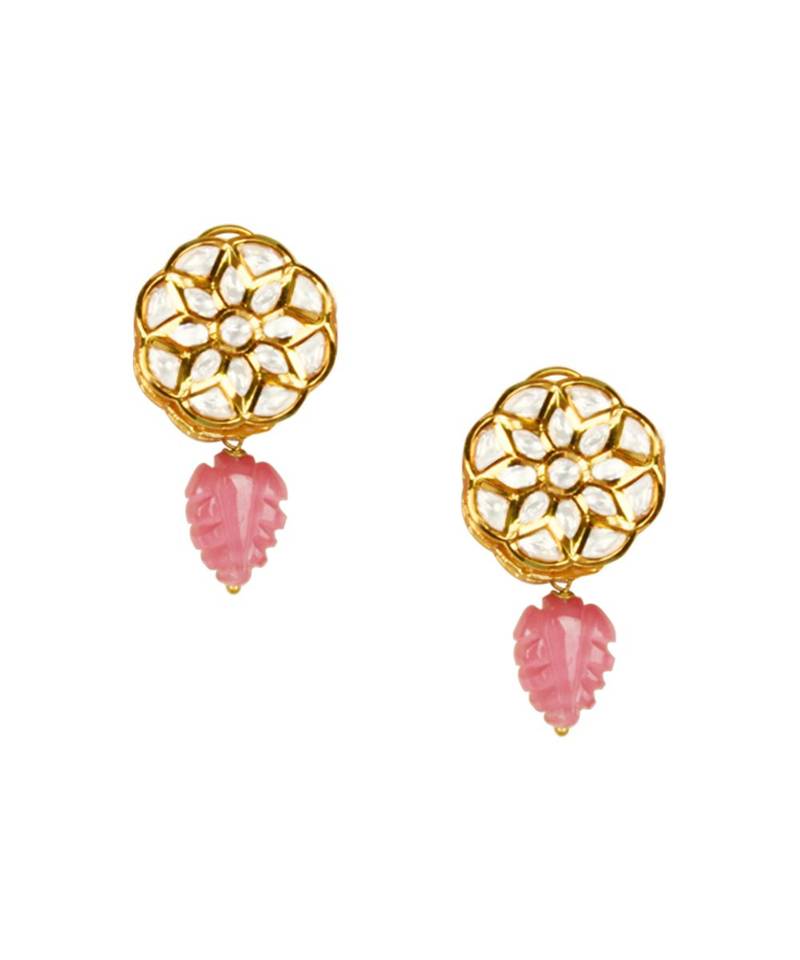 Femme Fantasy Pink And Green Kundan Necklace And Earrings Set.