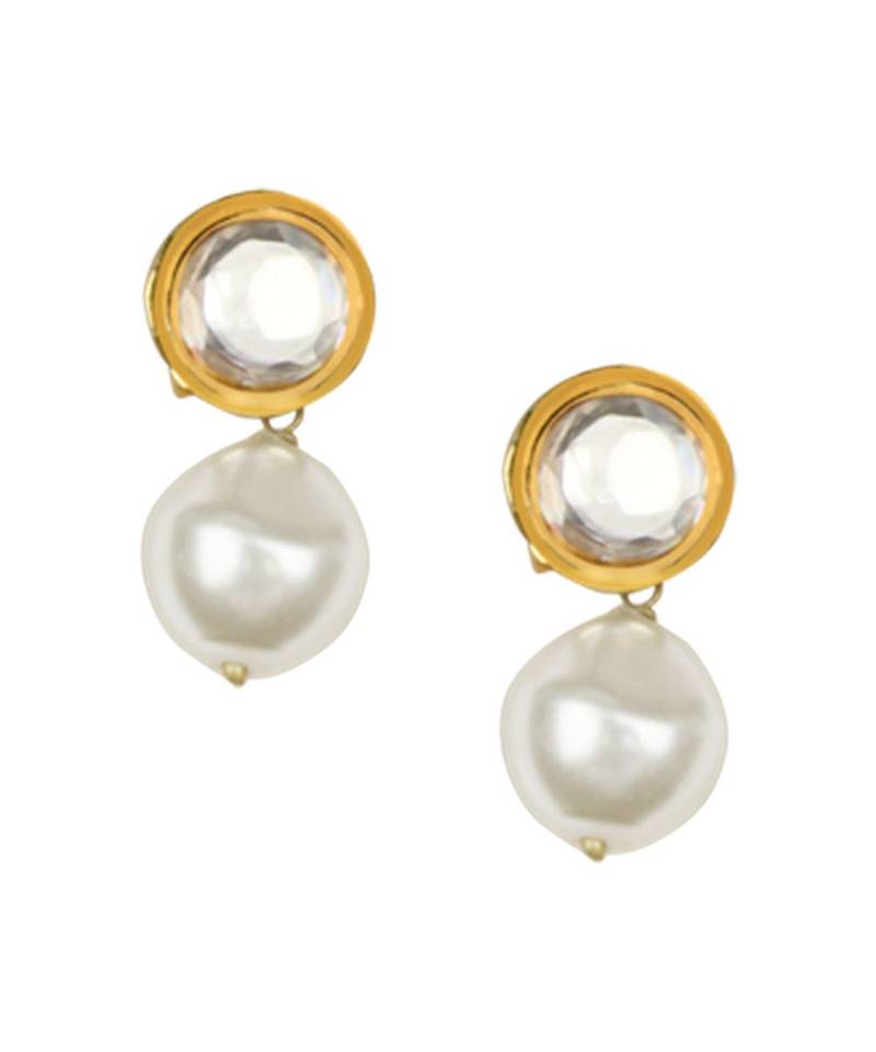 Riveting Pink And White Kundan Necklace And Earrings Set.