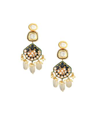 Charming Enamelled Blue Kundan Necklace And Earrings Set 5