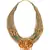 Celestial Surprise Beige Jute Threaded Gold Pendant Necklace Amd Earrings Set With Agate And Gold Beads.