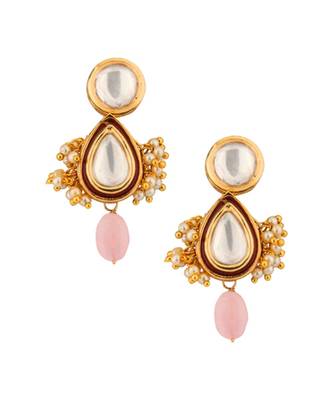 Radiante Red And Pink Kundan, Hydro Ruby Stones, Agate Beads, Rose Quartz And Pearls Necklace And Earrings Set 5
