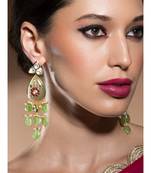 Marvellous Hydro Ruby And Emerald Kundan Polki Earrings With Jade Drops