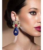 Blissful Kundan Polki Earrings With Carved Hydro Rubies, Shell Pearls And Onyx Drops