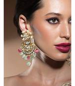Exquisite Kundan Polki Earrings In Shell Pearls