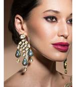 Eccentric Golden Meenakari Work On Traditional Kundan Polki Earrings