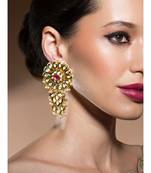 Classic Kundan Polki Hydro Ruby And White Shell Pearl Earrings