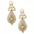 Elegant Golden Kundan Polki Earrings With Rose-Gold Agate Teardrops