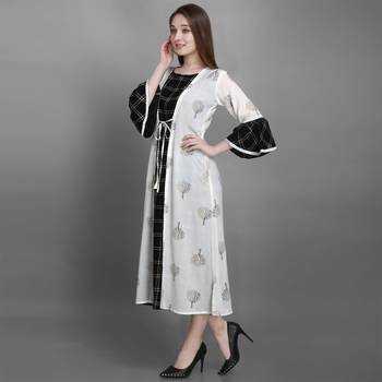 Women's Black Ethnic Jacket and Kurta Set 3