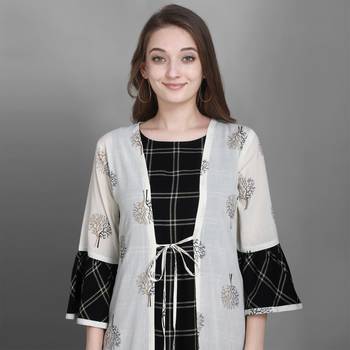 Women's Black Ethnic Jacket and Kurta Set 5