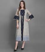 Women's Navy Blue Ethnic Jacket and Kurta Set