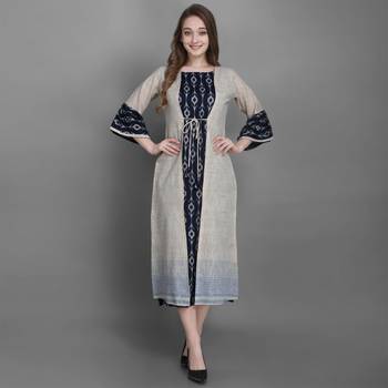 Women's Navy Blue Ethnic Jacket and Kurta Set 2