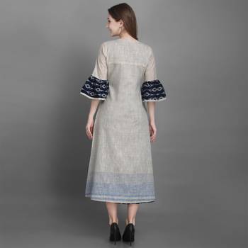 Women's Navy Blue Ethnic Jacket and Kurta Set 4