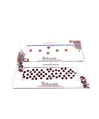 Multicolour Round Stone & Velvet Sticker Bindi Tikka kumkum for Women (pack Of 2) 2