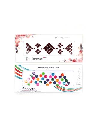 Maroon Square & Multicolor Round Velvet Bindi  For Women ( Pack Of 2) 2