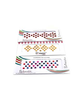Multicolor Stone And Velvet Sticker Bindi Tikka Kumkum for Women (Pack of 3) 1