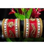 Designer Indian Bollywood Style Kundan Red Bridal Chuda Set