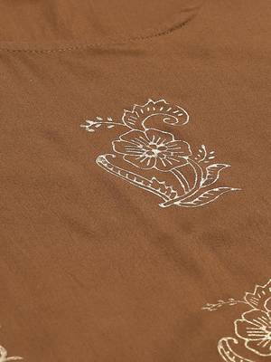 Women's Brown  Rayon Hand Block Foil Printed Straight Kurta Palazzo Set 5